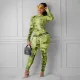 SC Letter Newspaper Print Long Sleeve Bodycon Jumpsuits MEI-9049