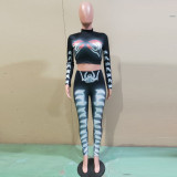 SC Trendy Printed Long Sleeve Bodycon 2 Piece Pants Set BN-9199