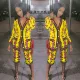 SC Floral Print Striped Long Sleeve Two Piece Sets MAE-220