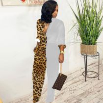 SC Trendy Leopard Print Patchwork Long Sleeve Jumpsuits MEM-8232