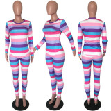 SC Colorful Stripe Long Sleeve Two Piece Outfits ARM-8131