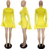 SC Sexy Long Flare Sleeve Bodycon Mini Dresses LSL-6314