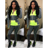 SC Casual Patchwork Tracksuit Hooded Two Piece Sets MEI-9055