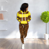 SC Leopard Patchwork Hoodies Long Pants Sporty 2 Piece Sets XYKF-9158