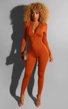 SC Solid Color Long Sleeve Zipper Bodycon Jumpsuits BS-1130