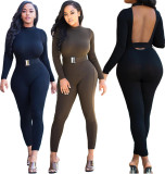SC Sexy Backless Long Sleeves Sashes Skinny Jumpsuits HM-6159