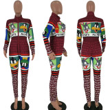 SC Casual Printed Long Sleeve Skinny Jumpsuits HM-6161