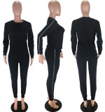 SC Casual Long Sleeve Zipper Two Piece Pants Set MX-998028