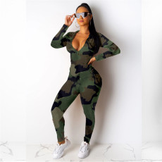 SC Camouflage Print Hooded Casual Two Piece Sets CQ-5290