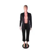 SC Solid Blazer Coat Long Pants Two Piece Suit Without Belt BS-1143
