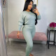 Solid Knitted Sweater And Pants Two Piece Sets PN-6270