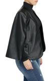 SC PU Leather Cloak Sleeves Black Jacket Coat OD-8330