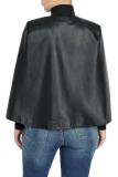 SC PU Leather Cloak Sleeves Black Jacket Coat OD-8330