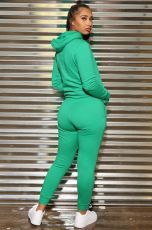 SC Solid Hoodies Tracksuit Casual Two Piece Sets IV-8067