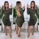 SC Sexy Lace Up Backless Full Sleeve Bodycon Dress YM-9187