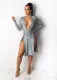 SC Sexy Deep V Neck Long Sleeve Split Club Dress OSM-5363