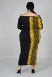 SC Snake Skin Print Patchwork Maxi Dress Plus Size 5XL OSM2-3298