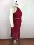 SC Sexy Spaghetti Strap Long Lace Dress Plus Size OSM2-4080