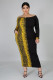 SC Snake Skin Print Patchwork Maxi Dress Plus Size 5XL OSM2-3298