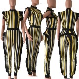 SC Sexy Stripe Ruffles Sleeveless Jumpsuits Plus Size FNN-8055