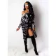SC Sexy Printed Oblique Shoulder Split Midi Dress NM-8076