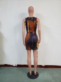SC Fashion Printed Sleeveless Ruched Slim Mini Dress JH-115