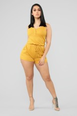 SC Solid Sleeveless Elastic Waist One Piece Rompers BS-1051
