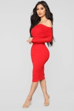 SC Sexy Slash Neck Long Sleeve Bodycon Dress LX-6300