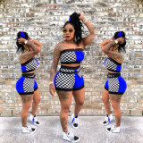 SC Plaid Patchwork Tube Top And Shorts 2 Piece Sets YN-982-2