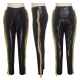 SC PU Leather Tassel Skinny Long Pants SMR-9575