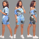 SC Tie Dye Print Tie Up Two Piece Shorts Sets SMD-2022