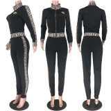 SC Casual Long Sleeve Zipper Two Piece Pants Set MDF-5115