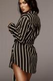 SC Fashion Sexy Striped Tie Waist Shirt Dress BS-1074