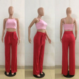SC Solid Color High Waist Sashes Long Pants OD-8021