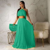 SC Sexy Chiffon Pleated Maxi Skirt Two Piece Sets OD-8284