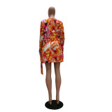 SC Floral Print Strapless Rompers+Cardigan Coat 2 Piece Sets TR-1009