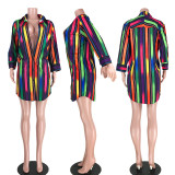 SC Colorful Stripe Long Sleeve Blouse Shirt ASL-6195