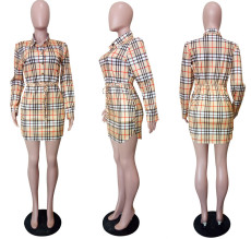 SC Casual Plaid Print Long Sleeve Shirt Dress LSL-6319