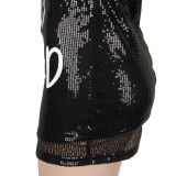 SC Sexy Letter Sequin Dress SFY-068