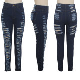 SC Broken Hole High Waist Denim Jeans HSF-2080