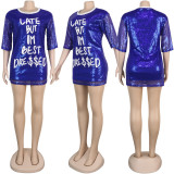 SC Sexy Letter Sequin Dress SFY-068