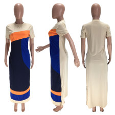 SC Casual Splice Short Sleeve Long Maxi Dress MN-9234