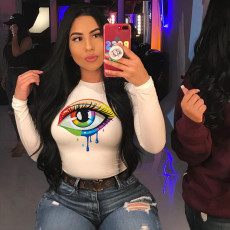 SC Colorful Eyes Printed Long Sleeve T-shirt LM-8081