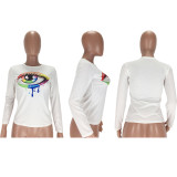 SC Colorful Eyes Printed Long Sleeve T-shirt LM-8081