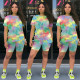 SC Plus Size Tie Dye Print Two Piece Shorts Set TE-3982