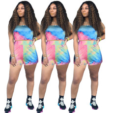 SC Tie Dye Print Tube Top And Shorts 2 Piece Sets YIY-5150