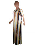 SC Polka Dot Stripe Loose Big Swing Maxi Dress MK-3001