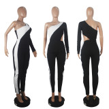 SC Sexy Splice One Shoulder Hollow Jumpsuits SHD-9218