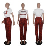 SC Fashion Snake Pattern Pants Short Sleeve Suit SHD-9154