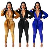 SC Sexy Fashion Solid Color Jumpsuit (including belt) SHD-9192